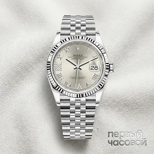 Datejust 36mm Steel & White Gold Diamonds Pave