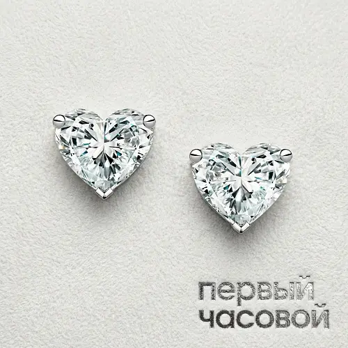 Серьги 1,00/1,01 ct. H/VVS2 (Heart Diamonds)