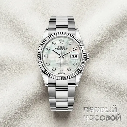 Datejust 36Mm Steel & White Gold Diamonds Mother Of Pearl