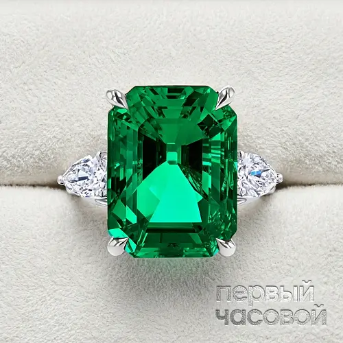 Кольцо с изумрудом 6,28 ct. (Colombia) Vivid Green