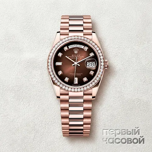 Day-Date 36 Mm Everose Gold Chocolate Dial Diamond Bezel