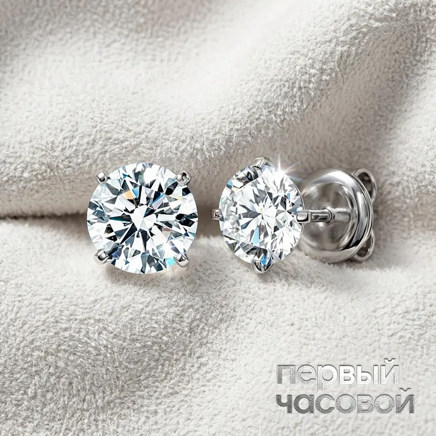 Серьги с бриллиантами 1,70/1,75 ct L/SI1 (3 Excellent)