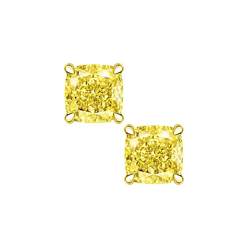 Серьги 2,00/2,01 ct. Fancy Intense Yellow/VS2 (Cushion Diamonds)