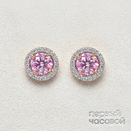 Серьги 0,80/0,81 ct. Faint Pink/VS2-Si1 (Round Diamonds)