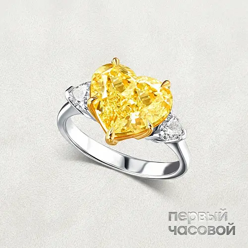 Кольцо 5,30 ct. Fancy Yellow/Si1 (Heart Diamond)