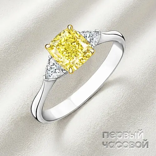 Кольцо с бриллиантом 3,02 ct. Fancy Deep Yellow/VS2