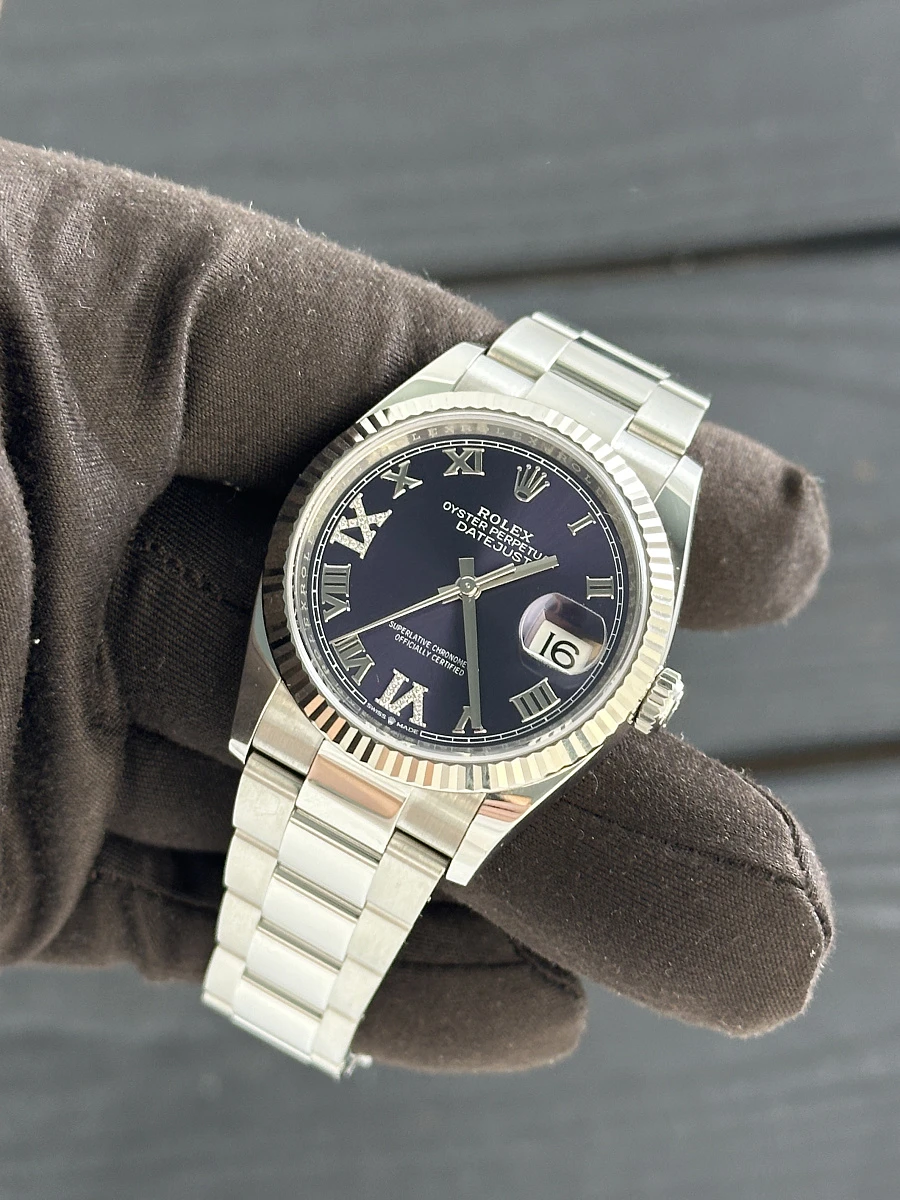 Купить элитные часы Rolex Datejust 36mm Steel &amp; White Gold Purple Dial Oyster 126234: в наличии в Москве!