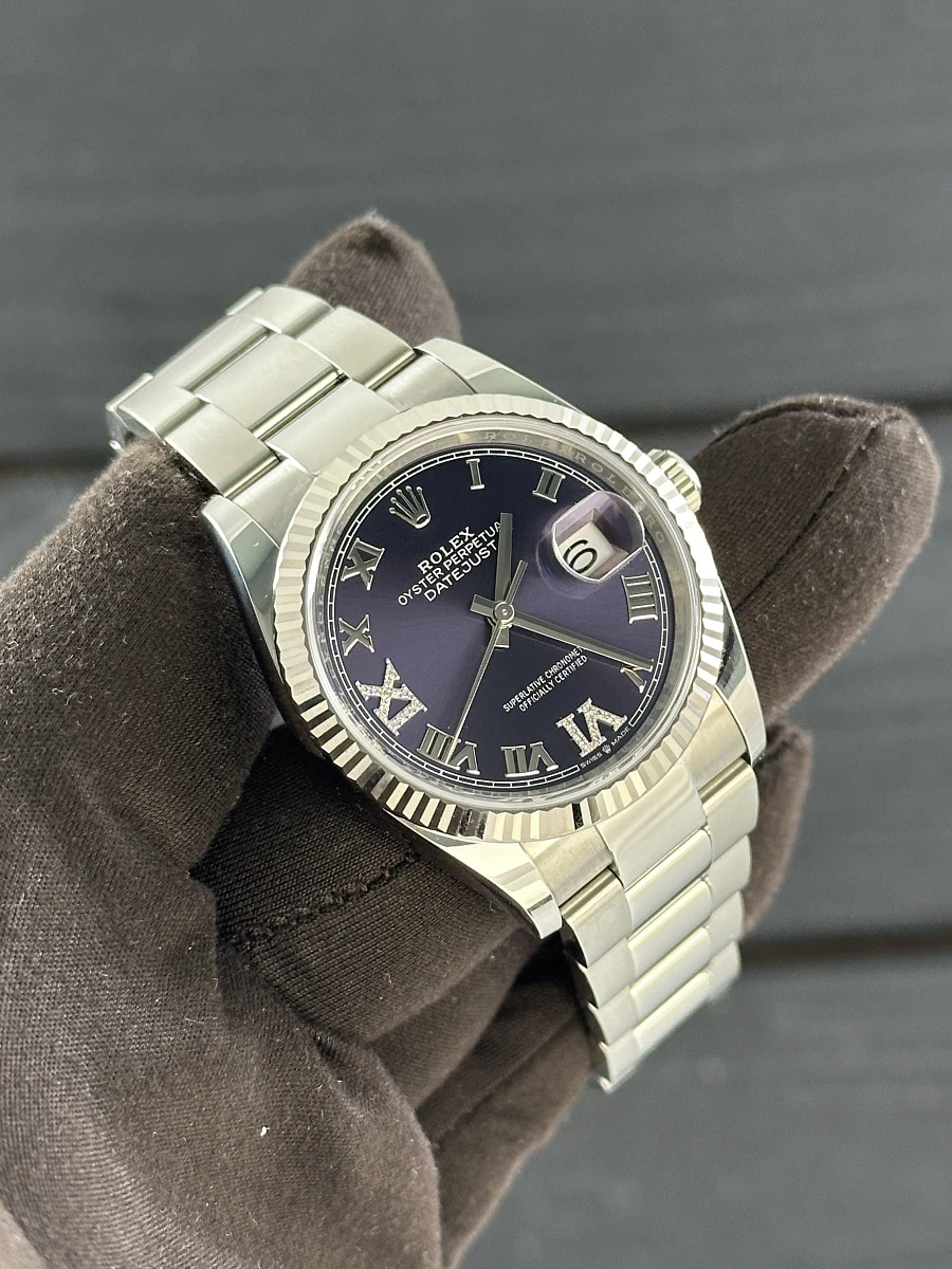 Купить элитные часы Rolex Datejust 36mm Steel &amp; White Gold Purple Dial Oyster 126234: в наличии в Москве!