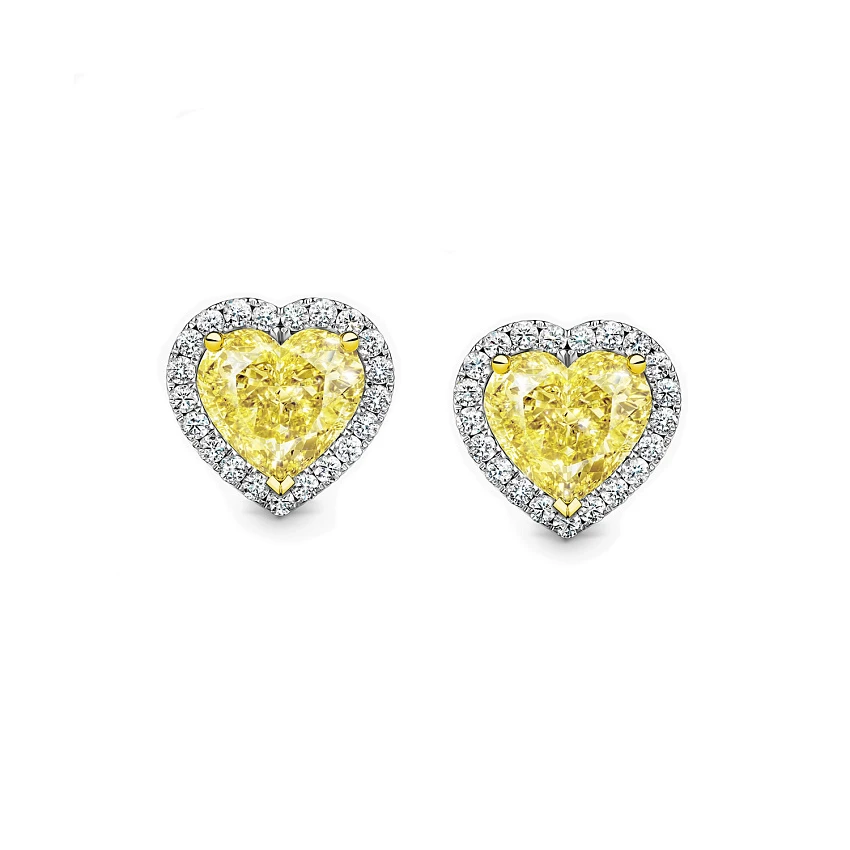 Серьги 2,01/2,01 ct. Y to Z/VS "Heart Diamonds"