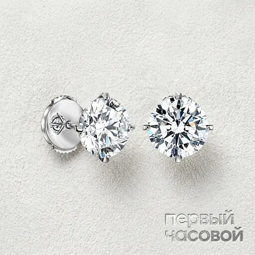 Серьги 1,50/1,50 ct. F/VVS2 "Round"