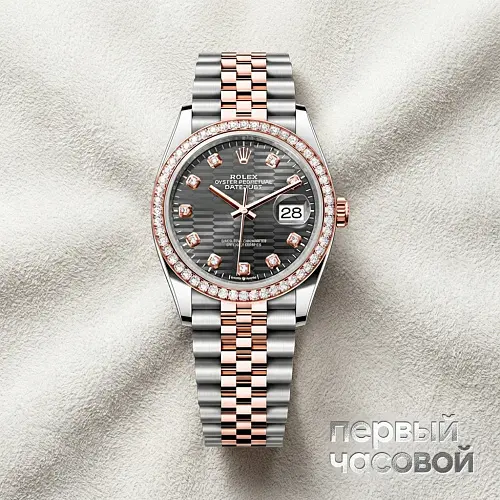 Datejust 36 Rose Gold/Steel Fluted Motif Dial Diamond Bezel Jubilee Bracelet