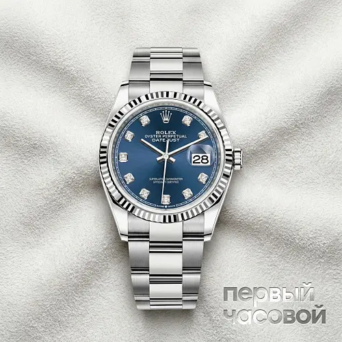 Datejust 36Mm Steel & White Gold Blue Diamonds