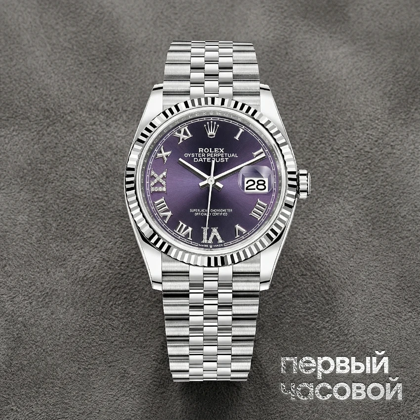 Datejust 36Mm Steel & White Gold Purple Dial