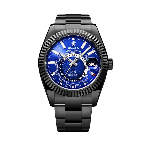 Rolex World Timer Black Dlc Blue