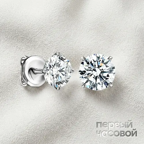Серьги с бриллиантами 2,01/2,01 ct. H/VS1 (3 Excellent)