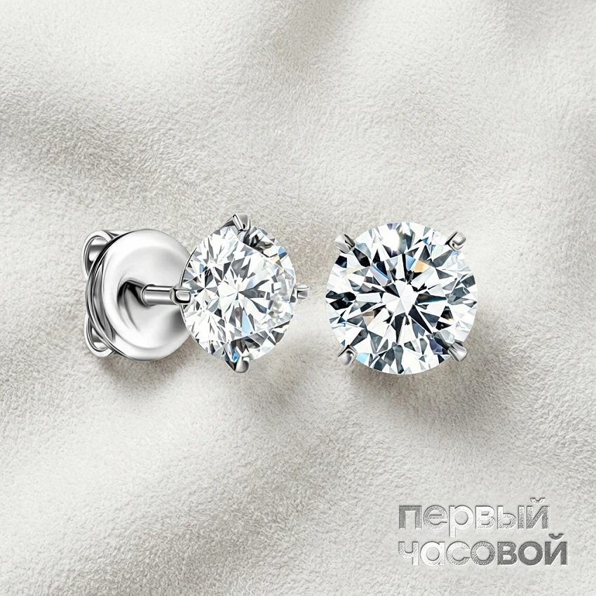 Серьги с бриллиантами 2,01/2,01 ct. H/VS1 (3 Excellent)