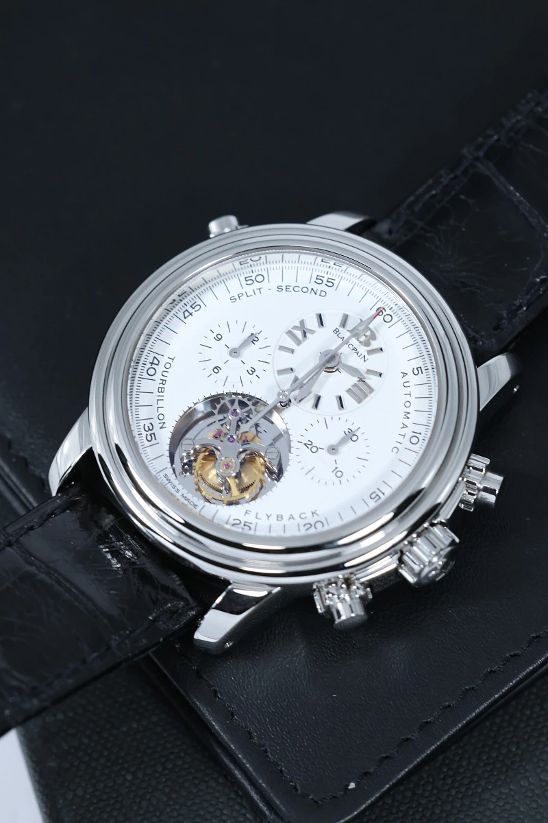 Купить элитные часы Blancpain Leman Platinum Tourbillon Split Second Chronograph 38mm 2189F 3427 63B: в наличии в Москве!