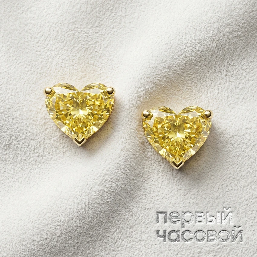 Серьги 1,02/1,13 ct. Fancy Light Yellow/VVS1-VS1