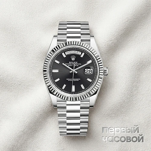 Day-Date 40 Oyster Perpetual Platinum Black Dial with Diamonds