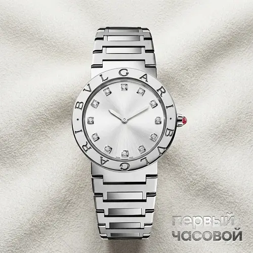 Stainless Steel Bvlgari Bvlgari 33mm Silver Diamond Dot Dial Watch