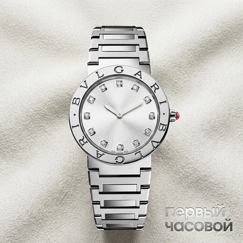 Stainless Steel Bvlgari Bvlgari 33mm Silver Diamond Dot Dial Watch