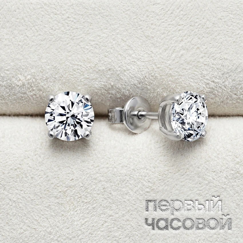 Серьги 1,00/1,00 ct. F/VS1 (3 excellent) Round Diamonds