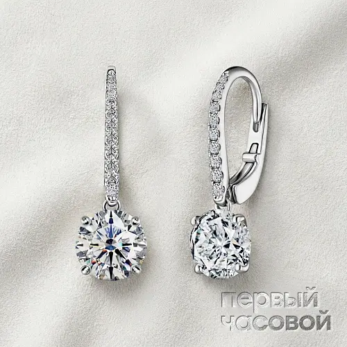 Серьги 1,03/1,03 ct. H/Si1 (3 Excellent) Round Diamonds