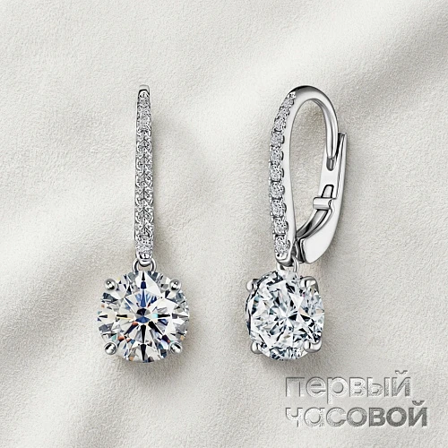 Серьги 1,03/1,03 ct. H/Si1 (3 Excellent) Round Diamonds
