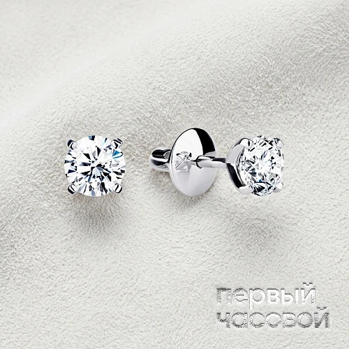 Серьги 1,11/1,11 ct. H/VS2 (3 excellent) Round Diamonds