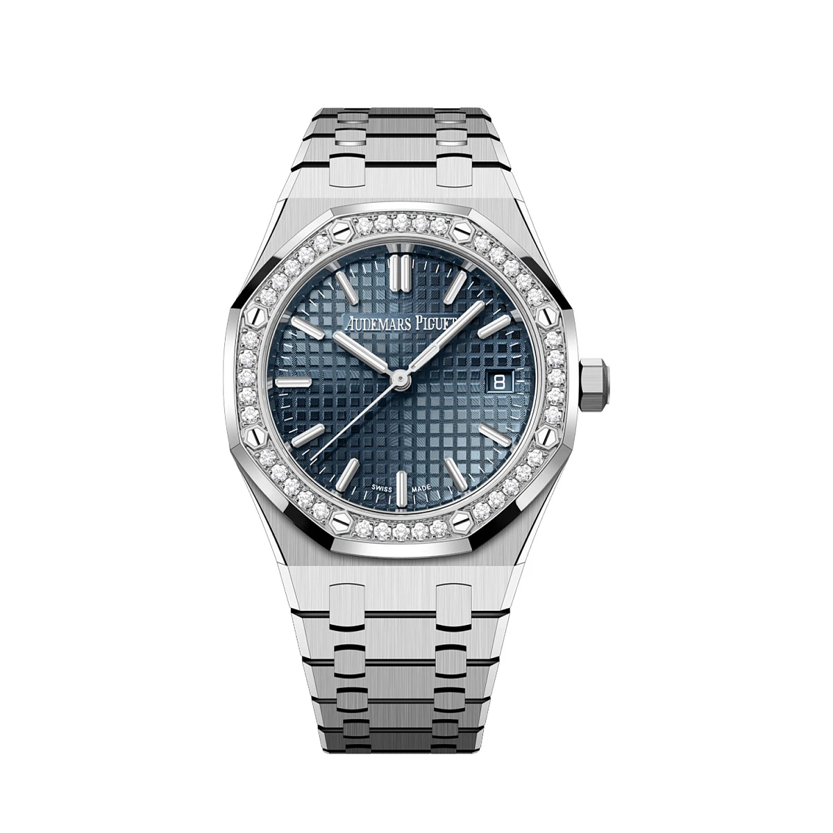 Купить элитные часы Audemars Piguet Royal Oak Selfwinding 34 mm Blue Diamonds 77451ST.ZZ.1361ST.04: в наличии в Москве!