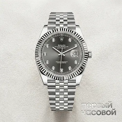 Oyster Perpetual Datejust 41mm Grey Dial Diamonds