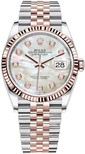 Datejust 36 mm Oyster Mother Of Pearl Two Tone Rose Gold And Steel