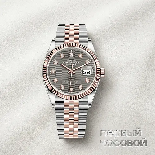 Datejust 36Mm Steel And Everose Gold Fluted Motif Dial With Diamonds