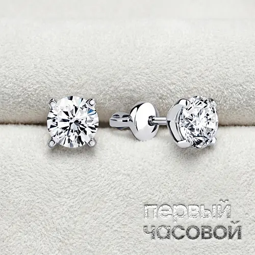 Серьги 1,00/1,02 ct. E/VS2 (3 excellent) Round Diamonds