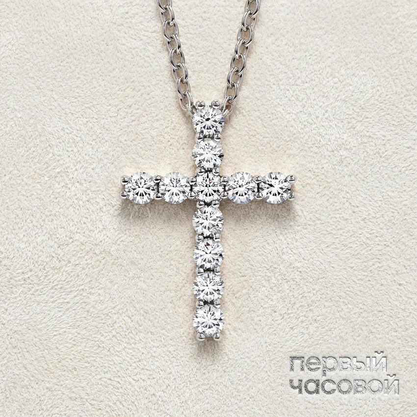 Крест с бриллиантами 3,84 ct. G/VVS2