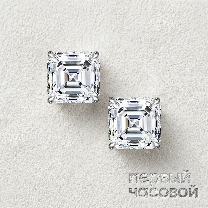 Серьги 1,02/1,02 ct. F/VS1 (Asscher cut)