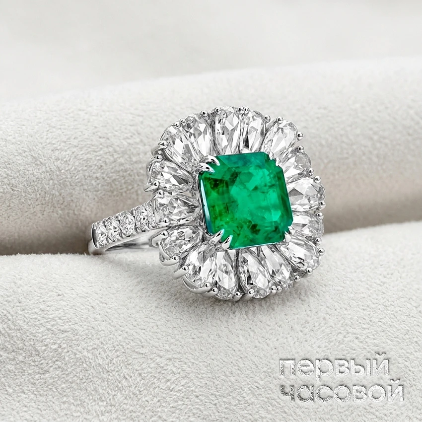 Кольцо с изумрудом 3,12 ct. (Colombia)