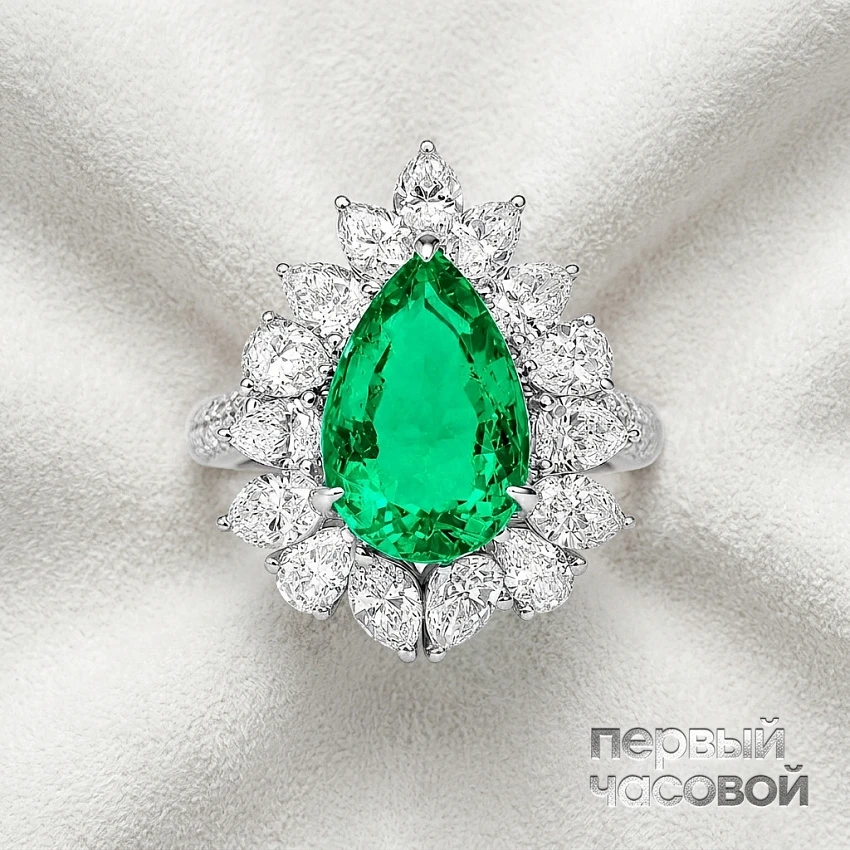 Кольцо с изумрудом 2,95 ct. (Colombia)