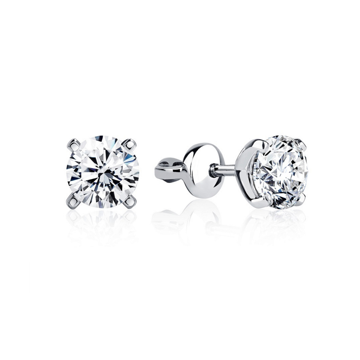 Studio jewelry Серьги 1,00/1,02 ct. I/Si1 (3 Excellent) Round Diamonds
