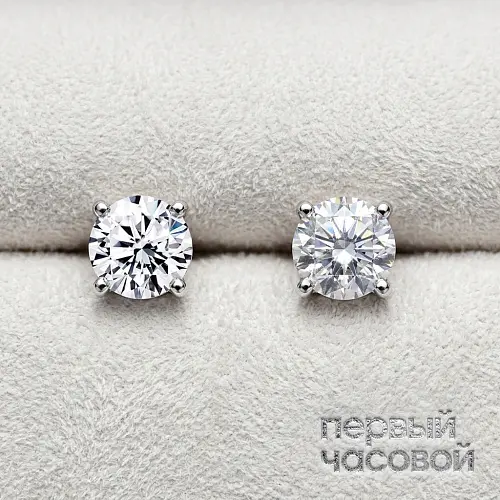 Серьги 0,77/0,77 ct. K-L/Internally Flawless(3 Excellent) Round Diamonds
