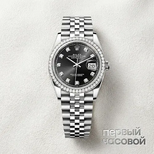 Datejust 36 Custom Diamonds Bezel Black Dial