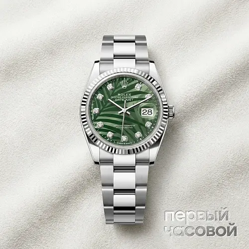 Datejust 36Mm Green Palm Motif Dial And Diamonds