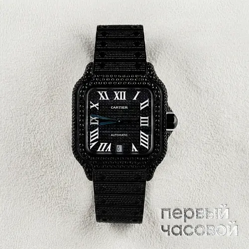 SANTOS DE CARTIER CUSTOM BLACK DIAMOND 