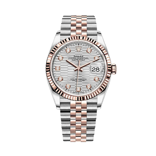 Datejust 36 Rose Gold Silver Motif Diamond Dial