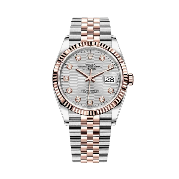 Datejust 36 Rose Gold Silver Motif Diamond Dial