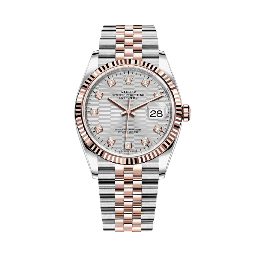 Datejust 36 Rose Gold Silver Motif Diamond Dial
