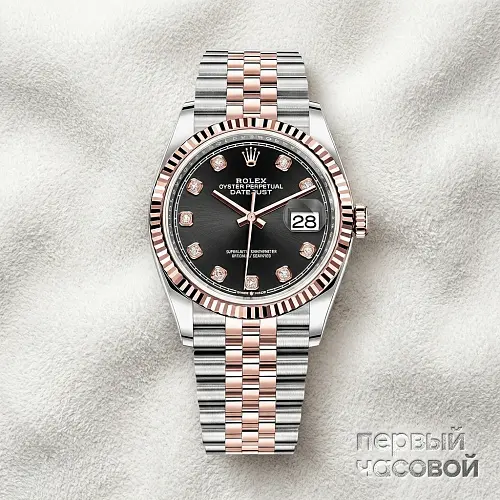 Datejust 36Mm Steel And Everose Gold Black Dial Diamonds-020