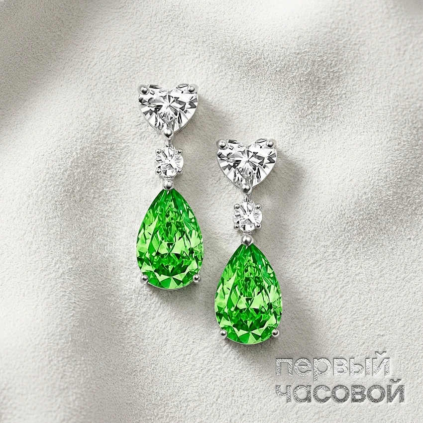 Серьги 1,18/1,25 ct. Fancy Brownish Greenish Yellow/VVS