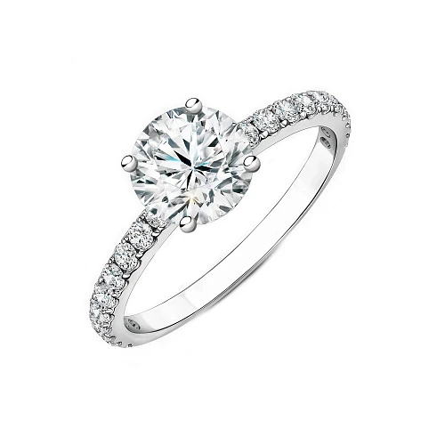 Кольцо с бриллиантом 2,11 ct. J/Si1 (3 Excellent)