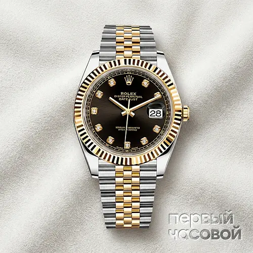 Oyster Perpetual Datejust Ii Steel And Yellow Gold Black Dial Diamond